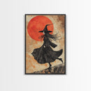 It's All Downhill From Here, Framed Canvas Print, Wabi Sabi Witch Decor, Witch Painting, Witchy Gift, Witchy Home Decor