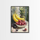 Retro Antique Fruit Still Life Oil Painting Canvas Print, Wood Framed Canvas, Still Life Art, Oil Painting Print, Kitchen Decor, Kitchen Wall Art