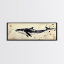 Whale Art Wabi Sabi Panoramic Oil Painting Print, Japanese Style Wall Art - Whale Decor - Whale Art Print - Living Room Decor - Minimalist