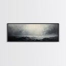 A storm rolls in over the ocean, framed canvas print - wood framed wall art - seascape painting - ocean painting