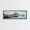 Morro Bay Panoramic Art, Nautical Landscape Painting, Canvas Print, Seascape Panoramic Painting, Seascape Landscape Wall Art Home Decor