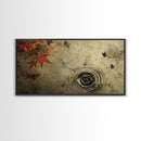 Rain Drops In The Fall, Framed Canvas Print, Thought Provoking Wall Art, Wabi Sabi Style Boho Minimalist Wall Art - Reflections