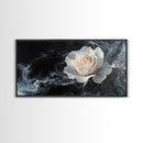 Abstract Oil Painting Print of a White Rose, Framed Canvas Print, Centerpiece Wall Art, Accent Piece Art, Floral Print, Flower Painting Wall Art