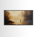 Retro Oil Painting Print of a Fly Fisher - Framed Canvas Print - Fishing Wall Art, Fisherman Painting, Fishing Gift, Gift for Fisher
