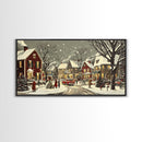 1950s Christmas Village Oil Painting on Canvas Print, Christmas home Decor, Christmas Painting, Christmas Wall Art