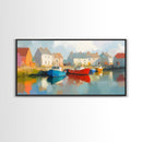 Retro Nantucket Wall Art Framed Canvas Print | Nantucket Oil Painting | Nantucket Decor | Nautical Wall Art | Seascape Painting