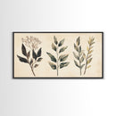Boho Botanical Sketch Print, Botanical Wall Art, Framed Canvas Print, Minimalist Pencil Sketch Wall Art, Minimalist Home Decor, Living Room Art