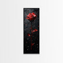 Red Rose Painting Framed Canvas Print, Gothic Art Dark Romance Painting, Tall Skinny Art Bedroom Decor, Moody Art Christmas