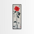 Canvas Print of Asian Style Red Rose, Art Nouveau Print, Botanical Art, Above Sofa Decor, Elegant Home Decor, Floral Wall Art