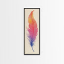 Funky Feather Painting Print - Framed Canvas - Home Decor - Tall Narrow Art - Feather Wall Art - Southwestern Decor