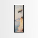 Victorian Landscape Oil Painting Print, Tall Skinny Wall Art, Coastal Painting, Coastal Landscape Art, Italian Seaside Painting, Narrow Wall Art