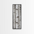 Classic Birch Trees Black and White Wall Art Framed Canvas Print Rustic Farmhouse Art Tall Narrow Art Guest Room Decor