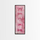 Pink Bows Framed Canvas Print Whimsical Art Light Pink Wall Art Long Narrow Wall Art Tall Skinny Art Dorm Decor Gift Idea