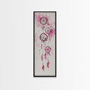 Dreamcatcher Pink Feathers Framed Canvas Print Boho Wall Art Minimalist Long Narrow Art Bedroom Decor Vertical Dorm Wall Art
