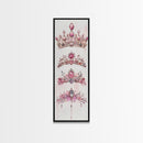 Royal Pink Tiara Framed Canvas Print Princess Gemstone Painting Feminine Wabi Sabi Art Vertical Wall Art Elegant Home Decor