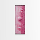 Pink Texture Abstract Framed Canvas Print, Minimalist Blotter Art in Light Pink Tones, Skinny Wall Art for Modern Bedroom or Office