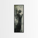 Watercolor Angel Canvas Print with Elegant Moody Design, Dark Angels Wall Art Gift Idea, Vertical Bedroom Zen Art Piece