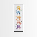 Artistic Dental Canvas Print Featuring Colorful Watercolor Teeth, Whimsical Dental Office Wall Art, Gift Idea for Dentists