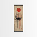 Red Sun Brain Framed Canvas Print, Abstract Science Wall Art, Moody Therapy Artwork, Vertical Wabi Sabi Decor, Living Room Art