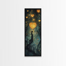 Mystical Heart Silhouette Canvas Print with Starry Night Forest, Moody Wall Art Gift Idea in Whimsical Romantic Style
