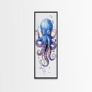 Blue Octopus Art Framed Canvas Print Vibrant Marine Life Decor Whimsical Coastal Nautical Artwork Living Room Statement Piece