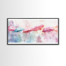 Pastel Umbrellas Canvas Print | Whimsical Watercolor Wall Art | Cottagecore Colorful Decor | Feminine Bedroom Artwork | Light Pink Wall Art