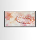Pearl Bracelet Canvas Print Light Pink Wall Art Feminine Jewelry Artwork Romantic Rustic Decor Cottagecore Aesthetic Bedroom Ar