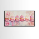 Whimsical Cupcake Canvas Print Pastel Pink Kitchen Art Light Pink Wall Art Food Review Kitchen Decor Gift Idea For Her