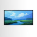 Marshland Panoramic Canvas Print, Coastal Landscape Art Bedroom Decor, Rustic Wall Art Living Room Gift, Nautical Horizontal Artwork