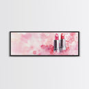 Pink Lipstick Art Canvas Print, Light Pink Wall Art, Feminine Abstract Painting, Modern Home Decor Piece for Bedroom or Bathroom