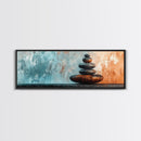 Textured Zen Framed Canvas Print Sand Patterns Stacked Stones Modern Wabi Sabi Minimalist Decor Bedroom Art Idea