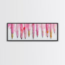 Abstract Pink Pens Framed Canvas Print - Whimsical Art, Light Pink Dorm Wall Decor, Vertical Art Gift Idea, Unique Living Room Canvas Print