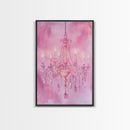 Elegant Pink Chandelier Canvas Print | Romantic Light Wall Art | Rustic Wall Decor | Bedroom Accent | Above Sofa Art | Farmhouse Vibe