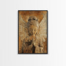 Serene Angel Sculpture Framed Canvas Print Angels Wall Art Rustic Wall Art Therapy Art Sacred Peaceful  Art Living Room Décor
