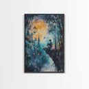 Magical Nightscape Framed Canvas Print Whimsical Fantasy Art Moody Wall Art Gift Idea Living Room Decor Dark Romantic Artwork
