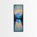 Sunset Mountain, lake Tahoe art, pine tree art, mountain painting, rustic wall art, above couch art, Framed Canvas Print