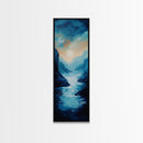 Moonlit Valley, moody art, blue and green wall art, framed canvas print, above couch art, original painting, landscape painting