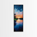 Lake Sunset, Reflections, Moody Art, Framed Canvas Print, Coastal Landscape Art, Horizontal Wall Art, Above Sofa Art