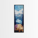 Mountain River, landscape painting, lake Tahoe art, pine tree art, rustic wall art, framed canvas print, extra wide art