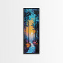 Forest Moon, moody art, framed canvas print, forest at dusk painting, pine tree art, above bed wall art, rustic decor, wall decor
