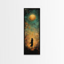 Moonlight, dark romance painting, moody art, forest at dusk painting, celestial art, teal wall art, framed canvas print, gift idea