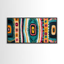 Geometric Abstract, bold colors, sacred geometry art, tribal design, vibrant patterns, extra wide art, Framed Canvas Print, boho art