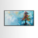 Vibrant Pine Tree, pine tree art, landscape painting, blue and green wall art, colorful abstract art, wabi sabi art, Canvas Print