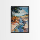 Minimalist landscape, wabi sabi wall art, rustic decor, above bed wall art, framed canvas print, neutral art, extra wide painting