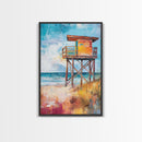 Lifeguard, Beach, Surf, Framed Canvas Print, coastal painting, beach house art, coastal cowgirl wall art, surf wall art, nautical painting