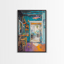 Rustic Bar Painting, Food Review Kitchen Art, Coastal Landscape Art, Canvas Print, Whimsical Art, Nautical Decor, Living Room Art