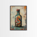 Snake in Bottle Canvas Print Dark Fantasy Art, Mysterious Wall Decor, Surrealism Artwork, Eclectic Home Decor, Gothic Wall Art