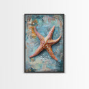 Starfish Texture Coastal Canvas Print, Beach House Decor, Ocean Wall Art, Nautical Artwork, Textured Beach Art, Coastal Living Room Art