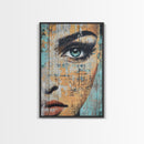 Blue Eye Portrait Canvas Print Realistic Face Painting Modern Wall Art Feminine Home Decor Urban Street Style Artwork Unique Gift