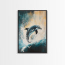 Jumping Dolphin, Dolphin Painting, Coastal Decor, Nautical Painting, Seascape Art, Ocean Art, Canvas Print, Gift Idea